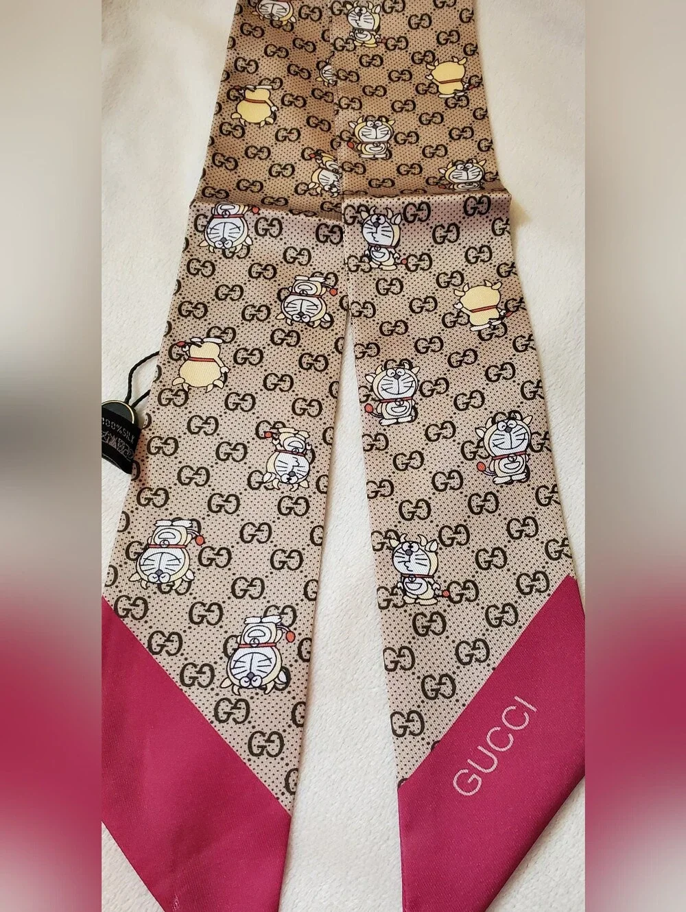 100% Silk GG Logo Bag Twilly,Silk Scarf,Hair Tie